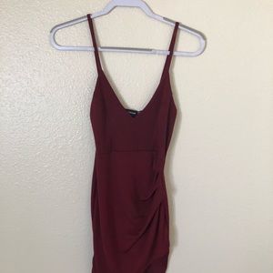 Prettylittlething burgundy bodycon dress